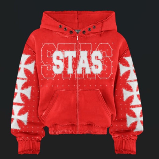 STAS Zip-up Red Hoodie