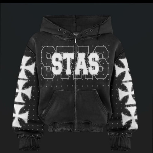STAS Zip-up Black Hoodie